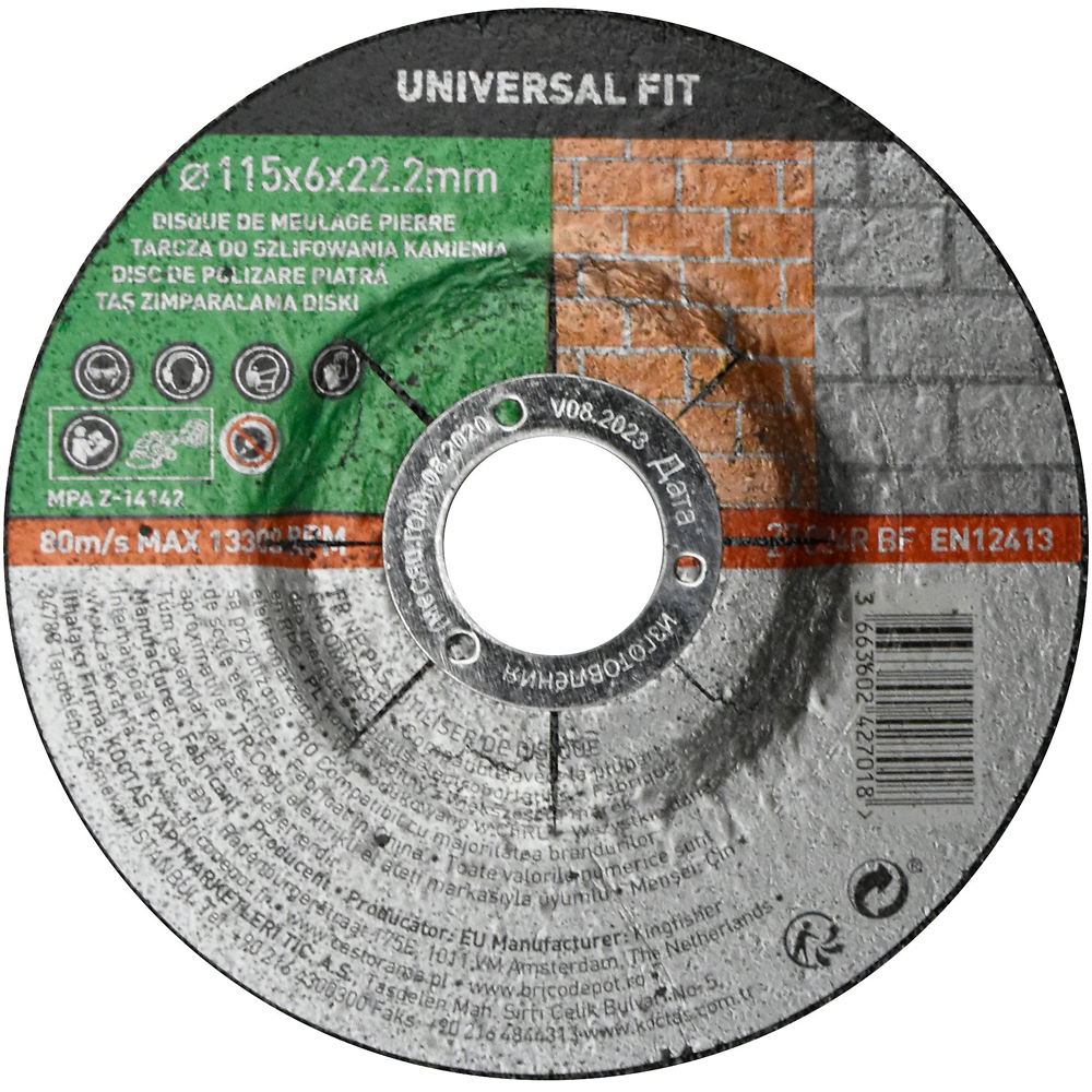 Disc polizare piatra Universal Fit, 115 x 6 mm, negru