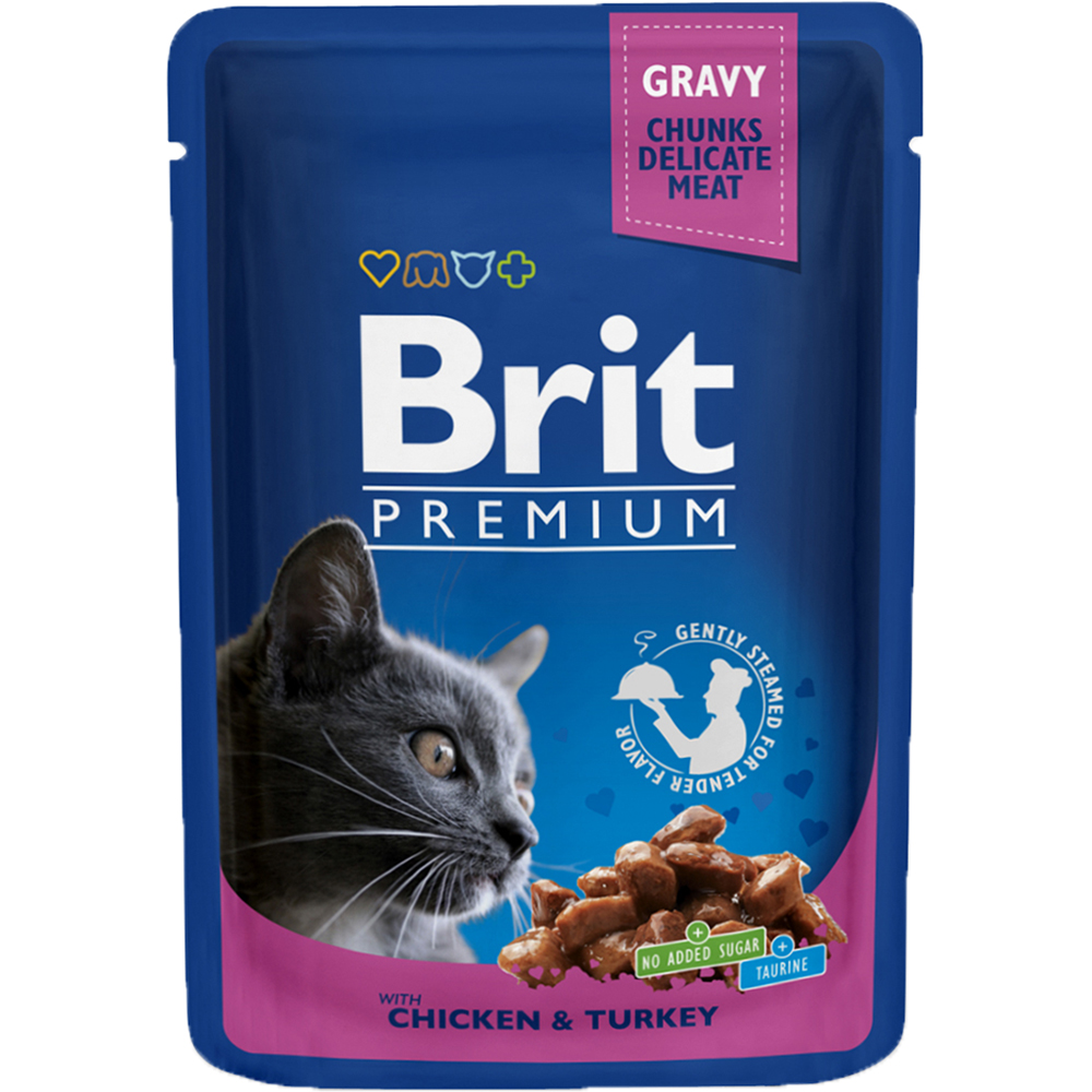 Hrana umeda pentru pisici BRIT Premium Family plate chunks, Adult, Mix, 12 x 100g