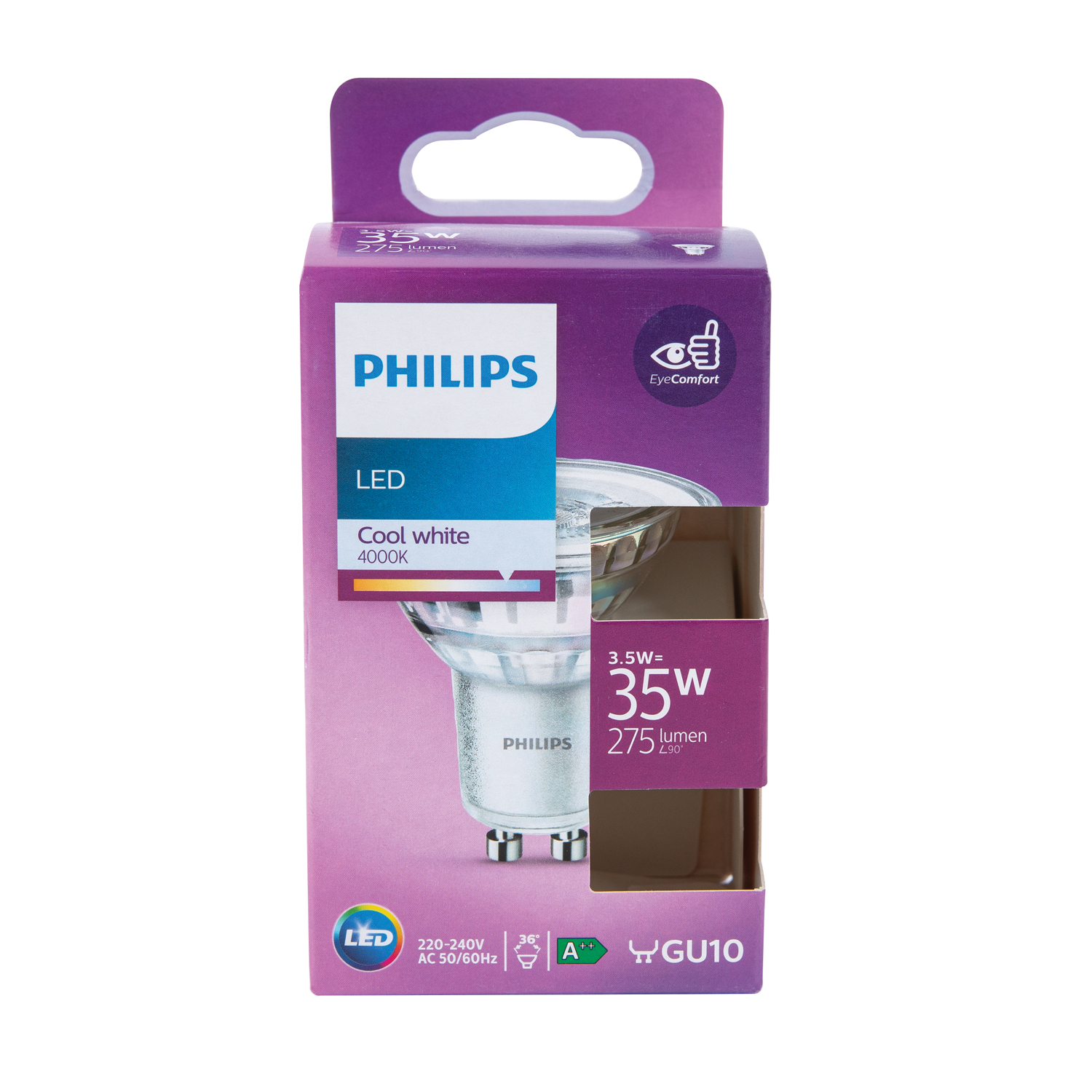 Bec LED PHILIPS 8718699774172, GU10, 3.5W, 275lm, 4000K