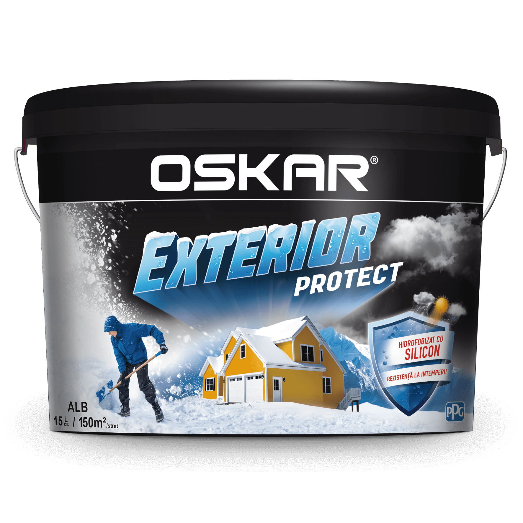 Vopsea lavabila, Oskar Exterior Protect, alb, 15 L l