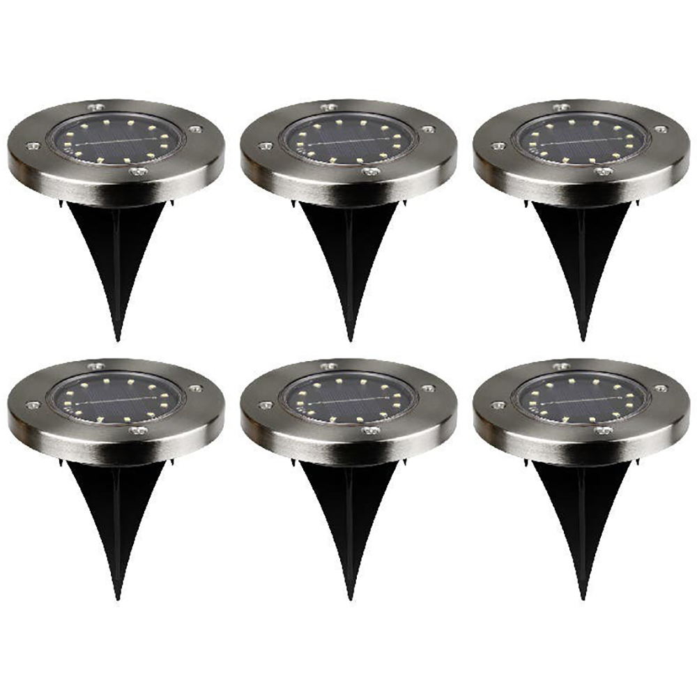 Set 6 lampi solare LED, 0.04 W, IP65, metal, argintiu