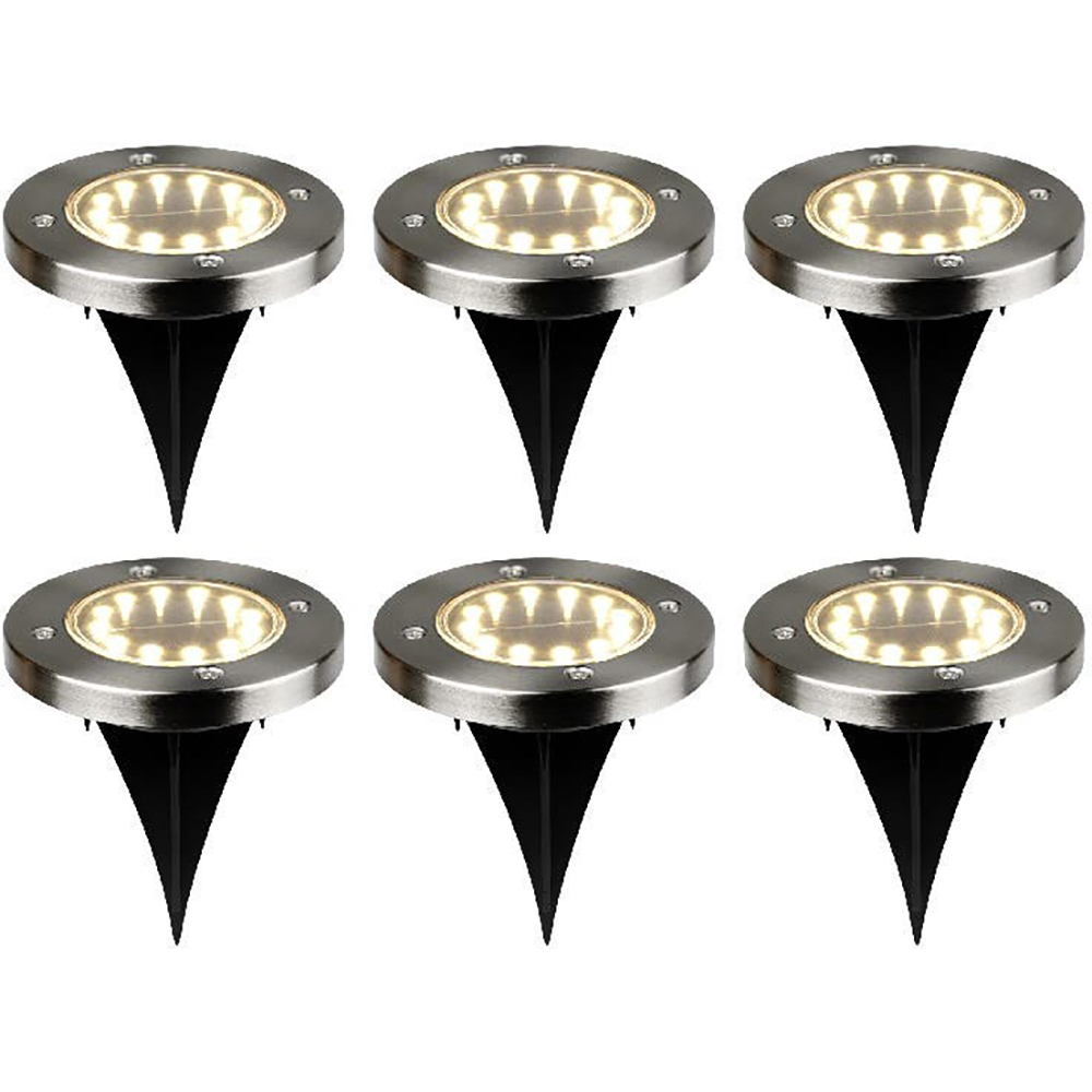 Set 6 lampi solare LED, 0.04 W, IP65, metal, argintiu