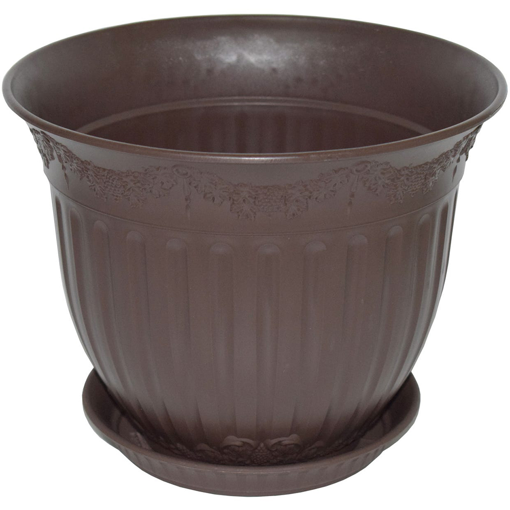Set ghiveci cu farfurie rotund NAPOCHIM, polipropilena, 25 cm, bronz
