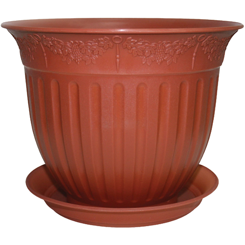 Set ghiveci cu farfurie rotund NAPOCHIM, polipropilena, 30 cm, maro 