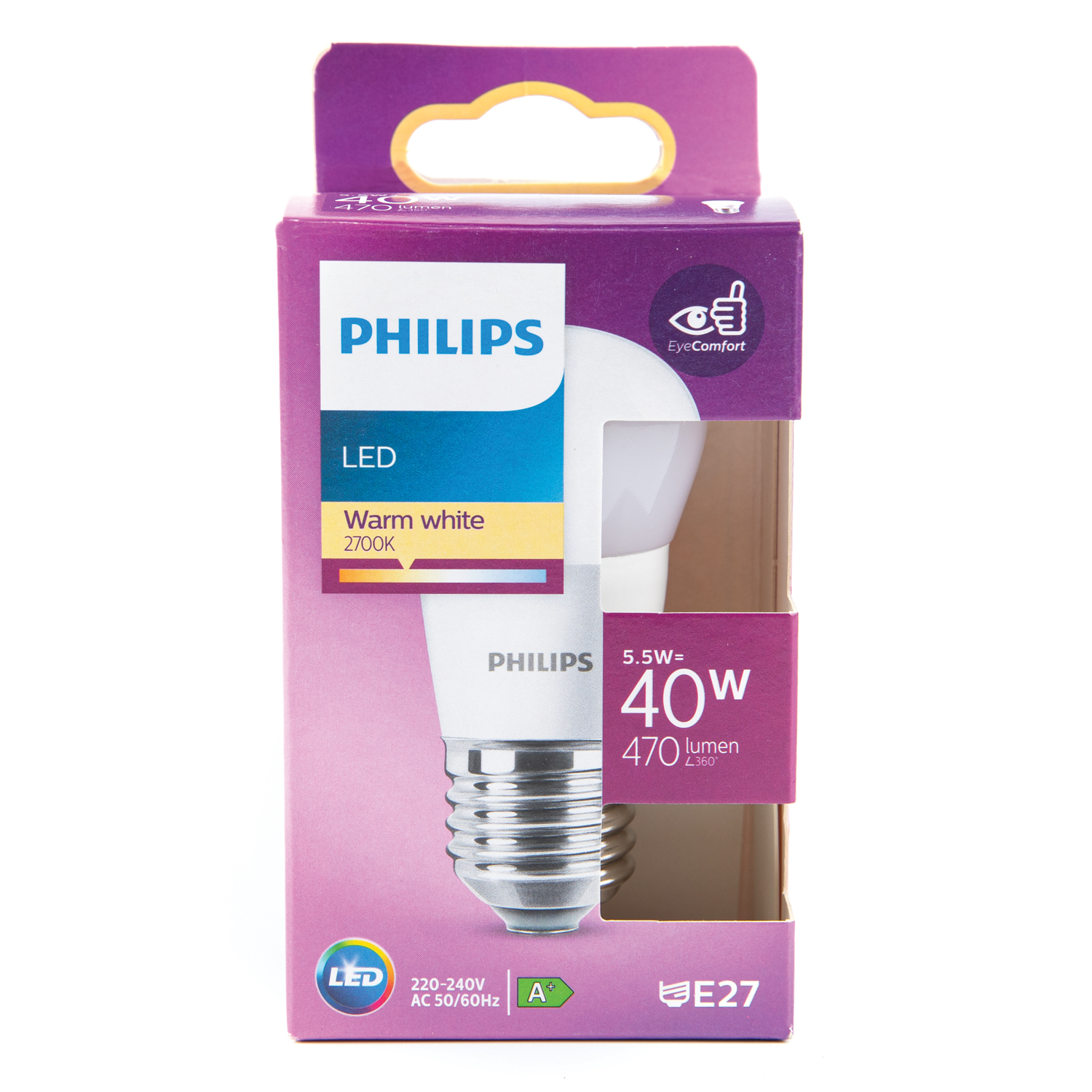 Bec LED, E27, 40W, 2700K, sticla, model lumanare  Philips