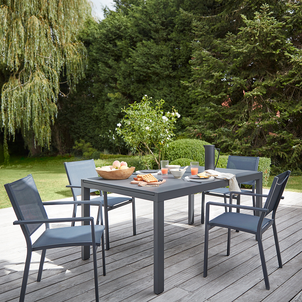 Scaun terasa GOODHOME Batz, aluminiu, 60 x 56 x 86 cm, negru