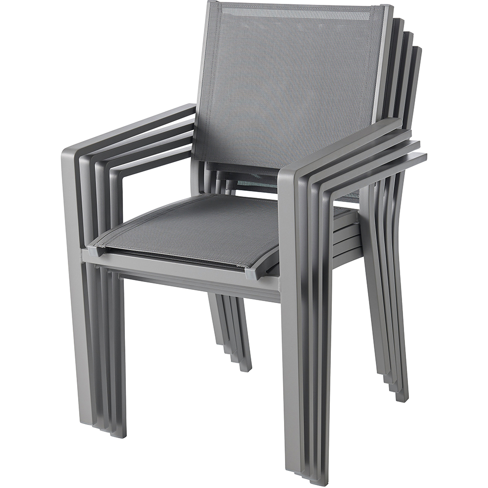 Scaun terasa GOODHOME Batz, aluminiu, 60 x 56 x 86 cm, gri