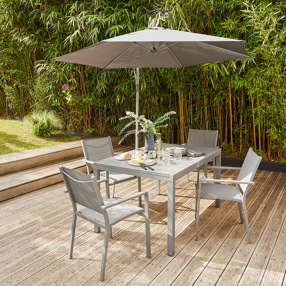 Scaun terasa GOODHOME Batz, aluminiu, 60 x 56 x 86 cm, gri