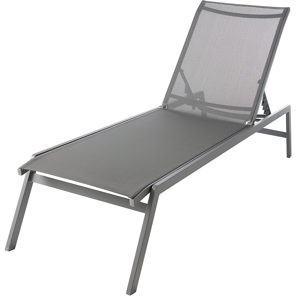 Sezlong gradina GOODHOME Batz, aluminiu, 195 x 59 x 92.5 cm, gri