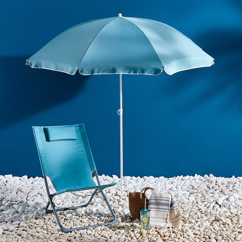 Umbrela terasa Curacao, otel, 180 x 188 cm, albastru