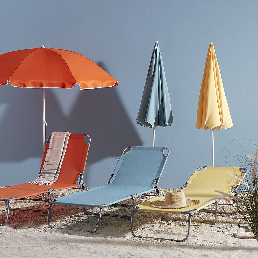 Sezlong gradina Curacao, otel, 186 x 57.5 x 79 cm, albastru