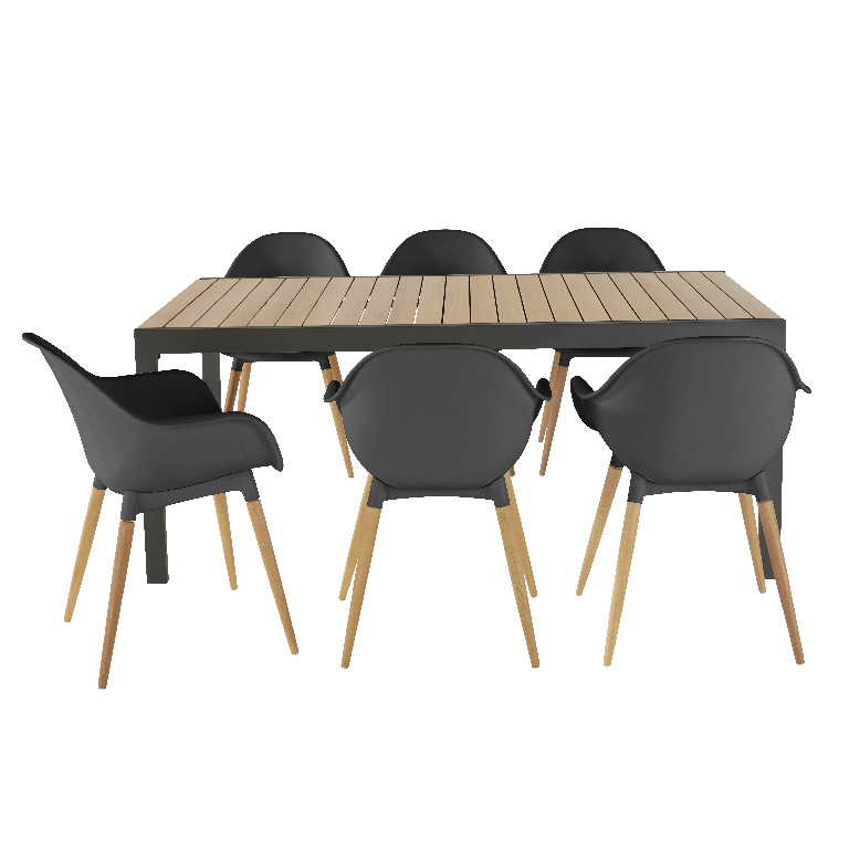 Scaun terasa GOODHOME Kiwee, plastic, 58 x 84 x 61 cm, negru