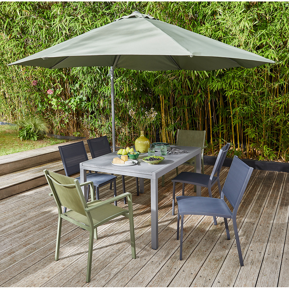Umbrela terasa GOODHOME Mallorca, aluminiu, 350 x 255 cm, verde