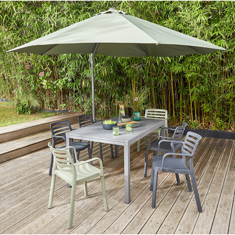 Umbrela terasa GOODHOME Mallorca, aluminiu, 350 x 255 cm, verde