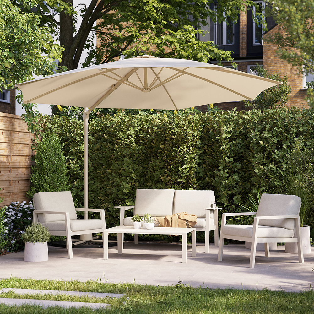 Umbrela terasa GOODHOME Mallorca, aluminiu, 350 x 255 cm, bej