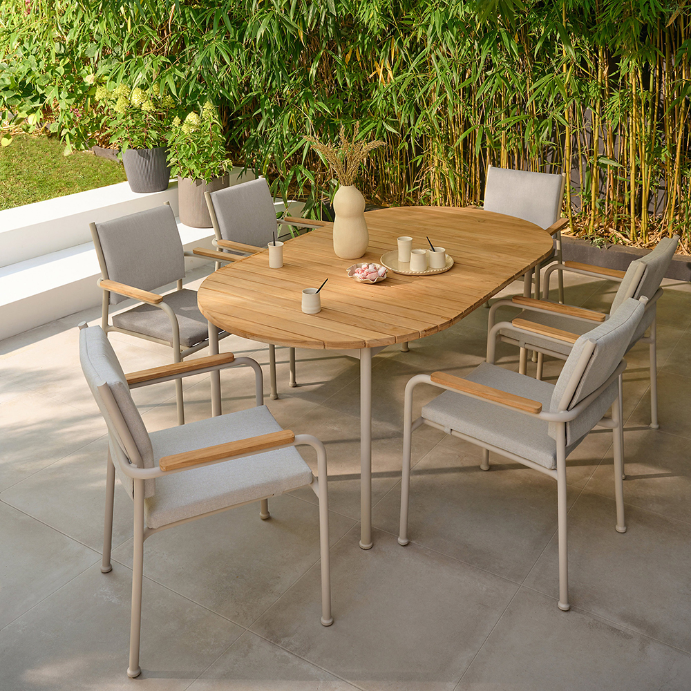 Umbrela terasa GOODHOME Mallorca, aluminiu, 350 x 255 cm, bej