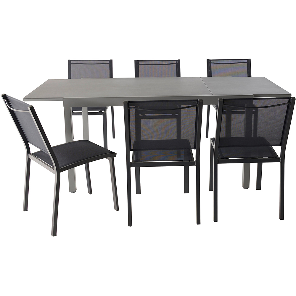 Masa terasa GOODHOME Moorea, sticla-aluminiu, 200 x 90 x 75 cm, gri
