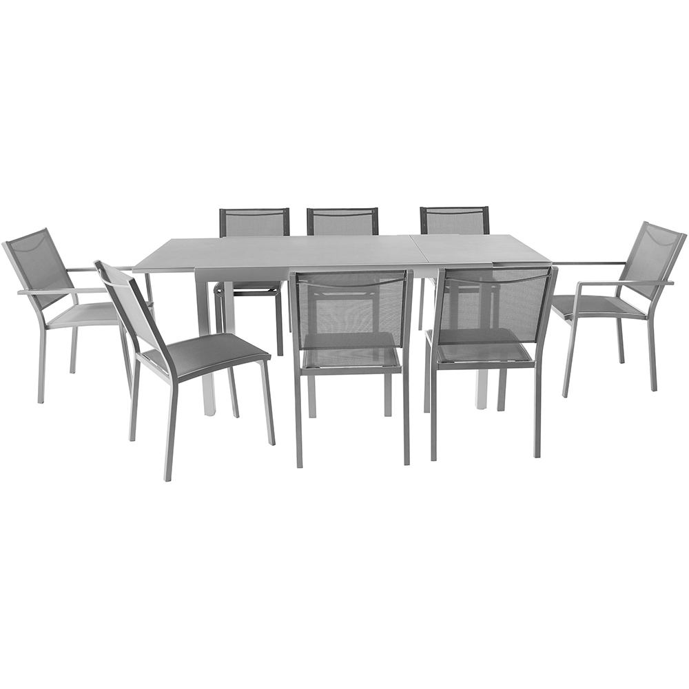 Masa terasa GOODHOME Moorea, sticla-aluminiu, 200 x 90 x 75 cm, gri