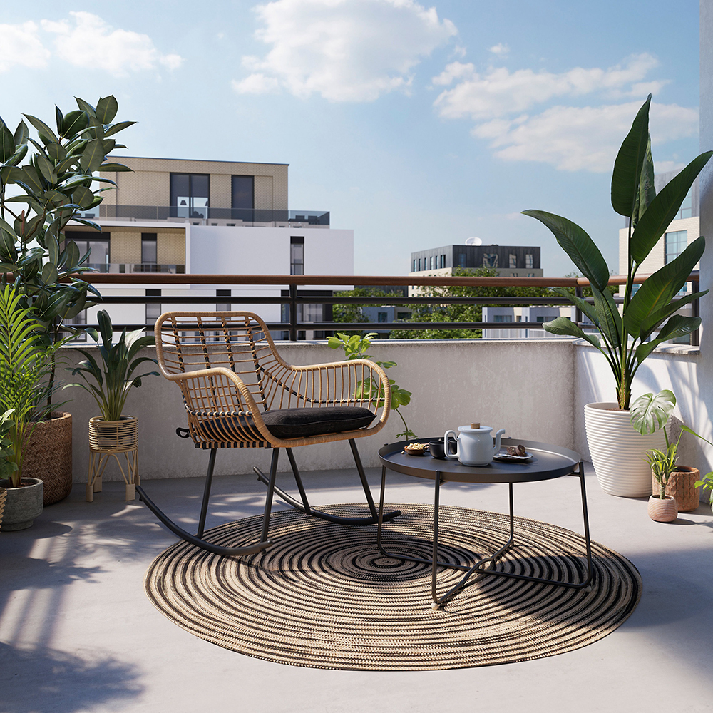 Masa terasa GOODHOME Nova, otel, 60 x 36 x 36 cm, negru
