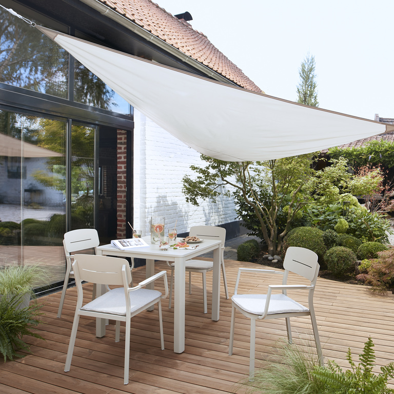 Scaun terasa GOODHOME Santorin, metal, 57 x 80.8 x 57.1 cm, crem