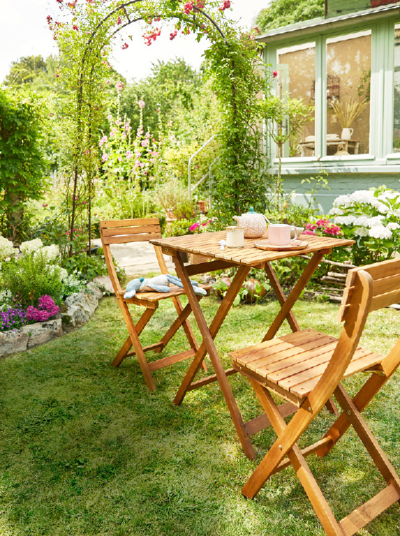 Scaun terasa GOODHOME Virginia, lemn, 38 x 79 x 49 cm, maro