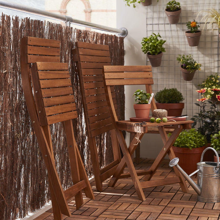 Scaun terasa GOODHOME Virginia, lemn, 38 x 79 x 49 cm, maro