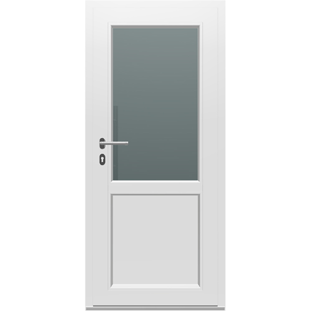 Usa exterior FENSTERWELT, cu geam, 4 camere, 2/3, dreapta, PVC, 88 x 195 cm, alb