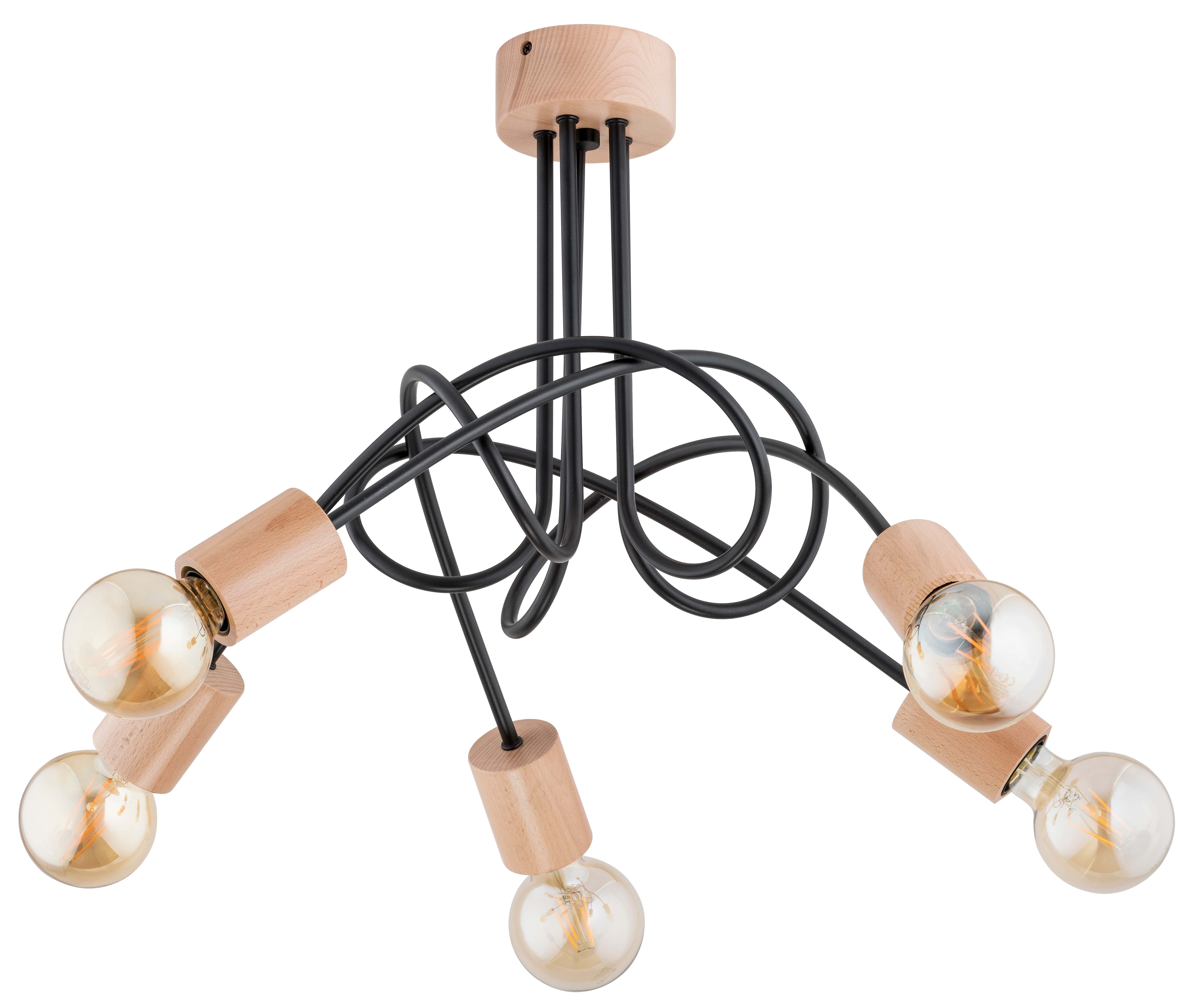 Plafoniera ALFA Tango 27435, E27, 5 x 60W, negru-maro