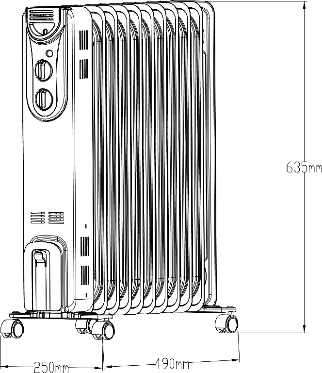 Radiator electric CYBL20-11, 11 elementi, 2500W, alb