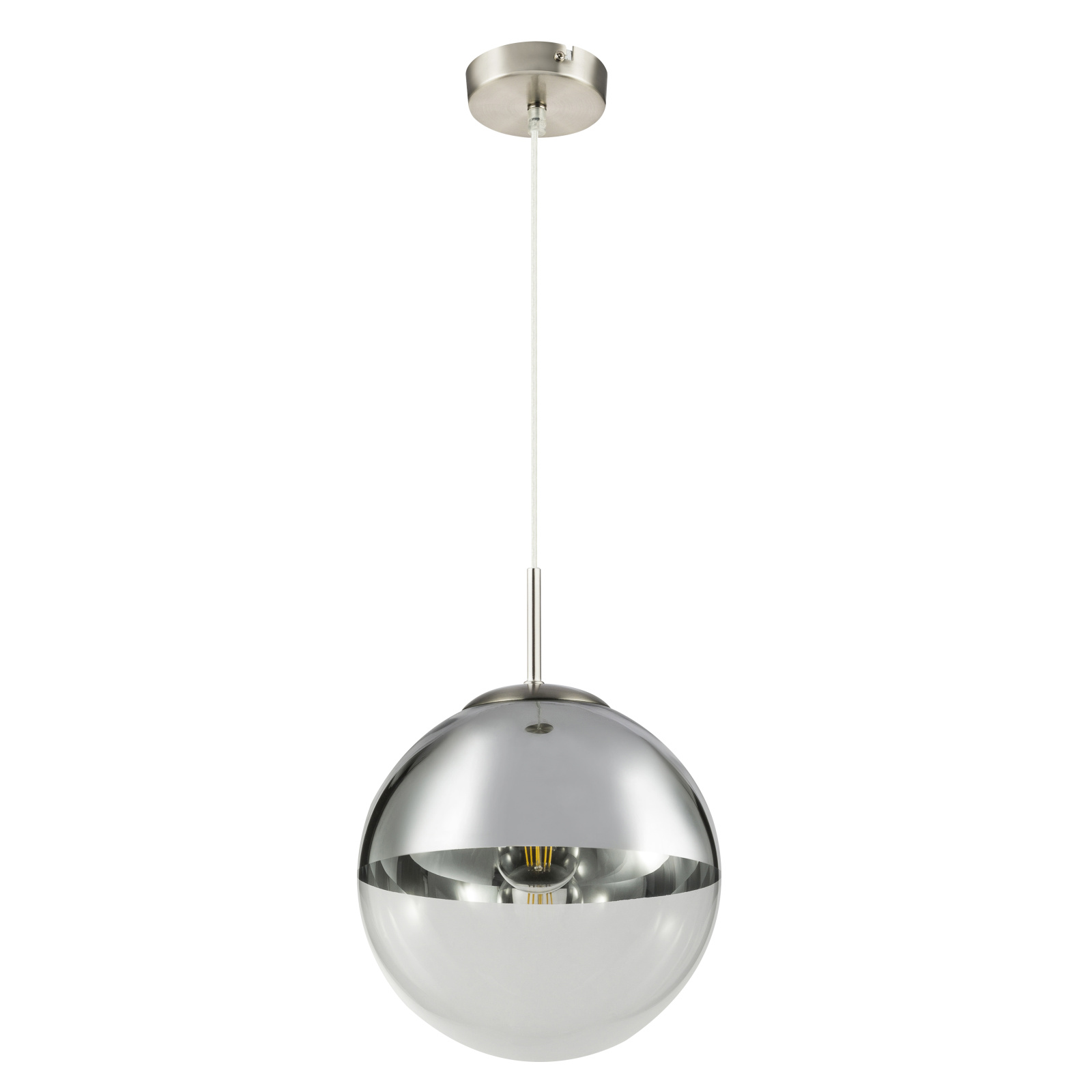 Lustra tip pendul Globo Varus, 1xE27, 60W, IP20, argintiu