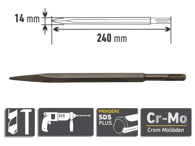 Dorn prindere sds. 240 mm, 14 mm  LumyTools, Standard