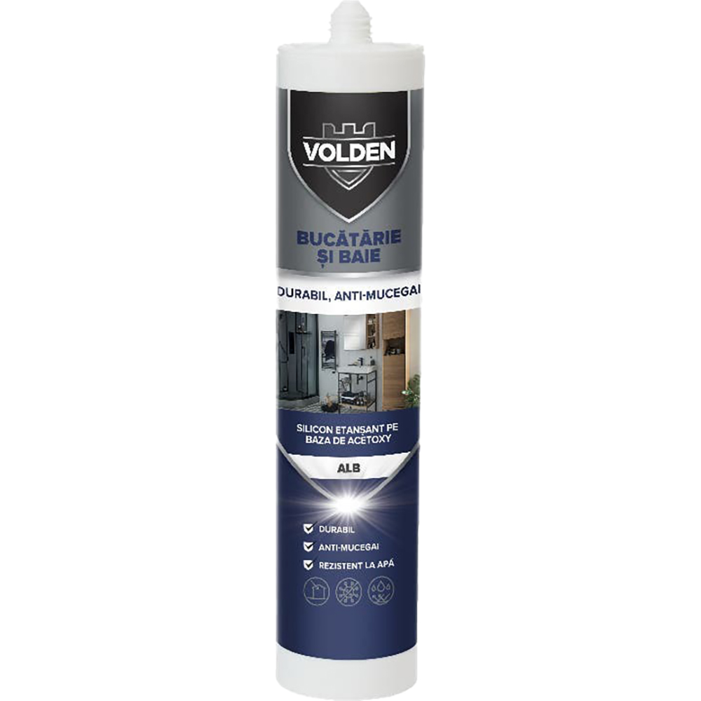 Silicon pentru spatii umele aplicae pistol VOLDEN, alb, 280 ml