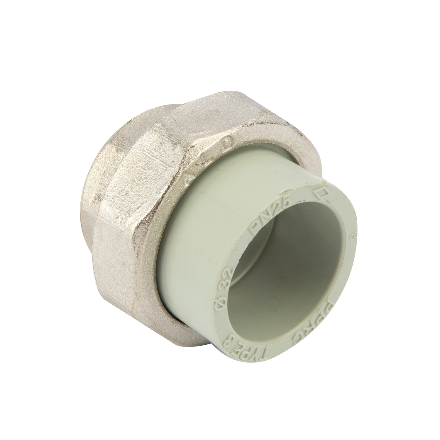 Racord olandez, PPR, gri, metalic, 32 mm, racord 1, filet interior