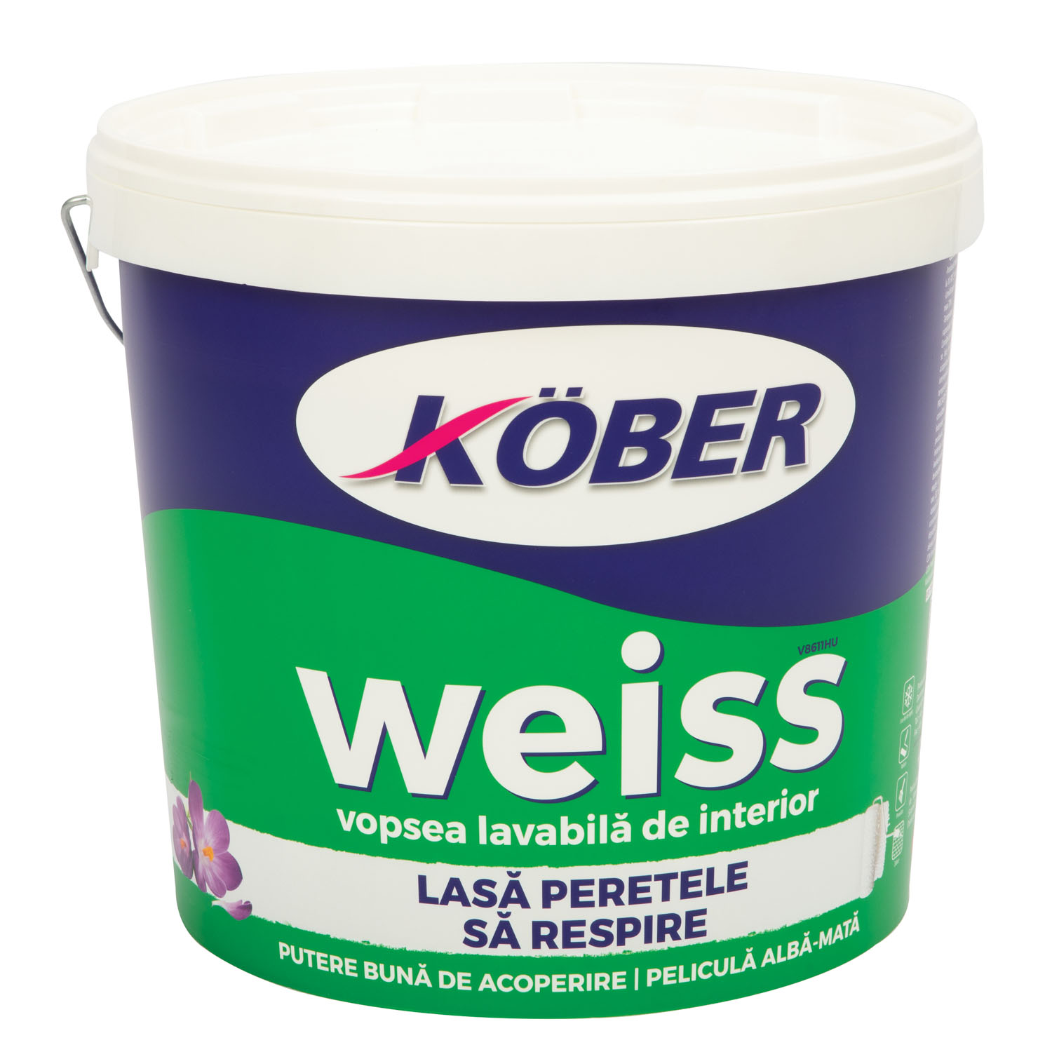 Vopsea lavabila Kober Weiss, alb, 15 L, Interior + amorsa zidarie 3 L 