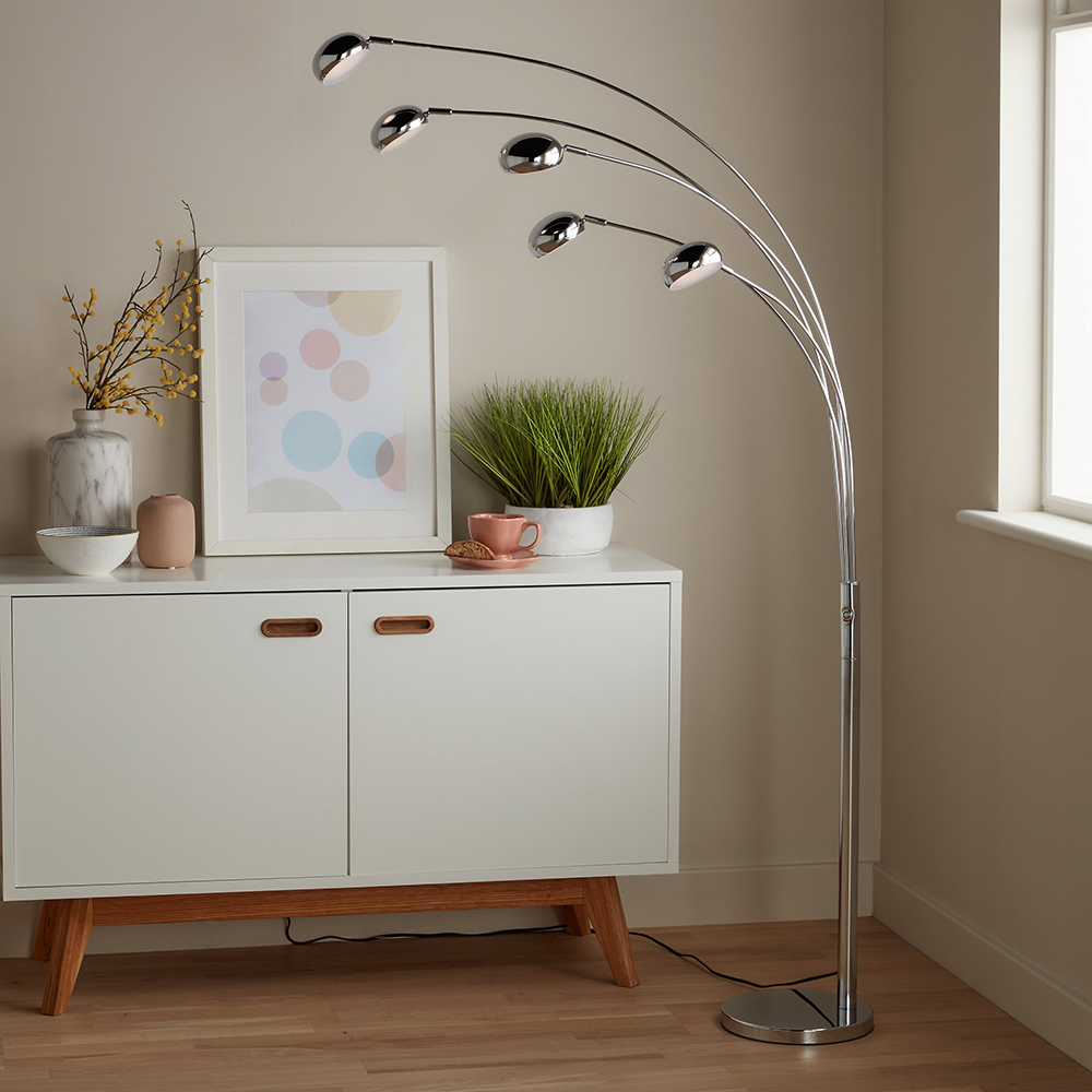 Lampadar LED reglabil GOODHOME Coolah, 160 cm, 38W, 2600lm, IP20, argintiu