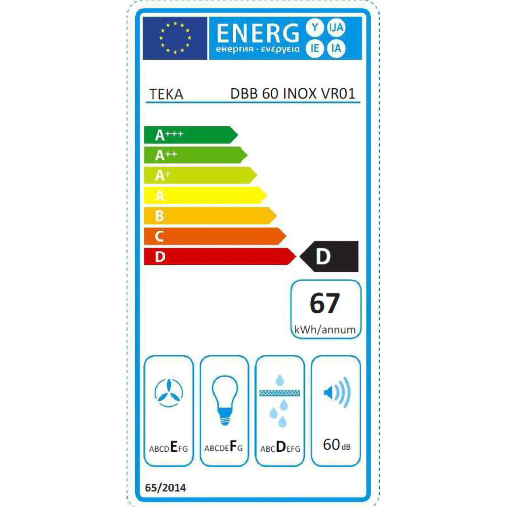 Hota decorativa TEKA DBB 60 SS, 1 motor, 440 m3/h, L 60 cm, inox