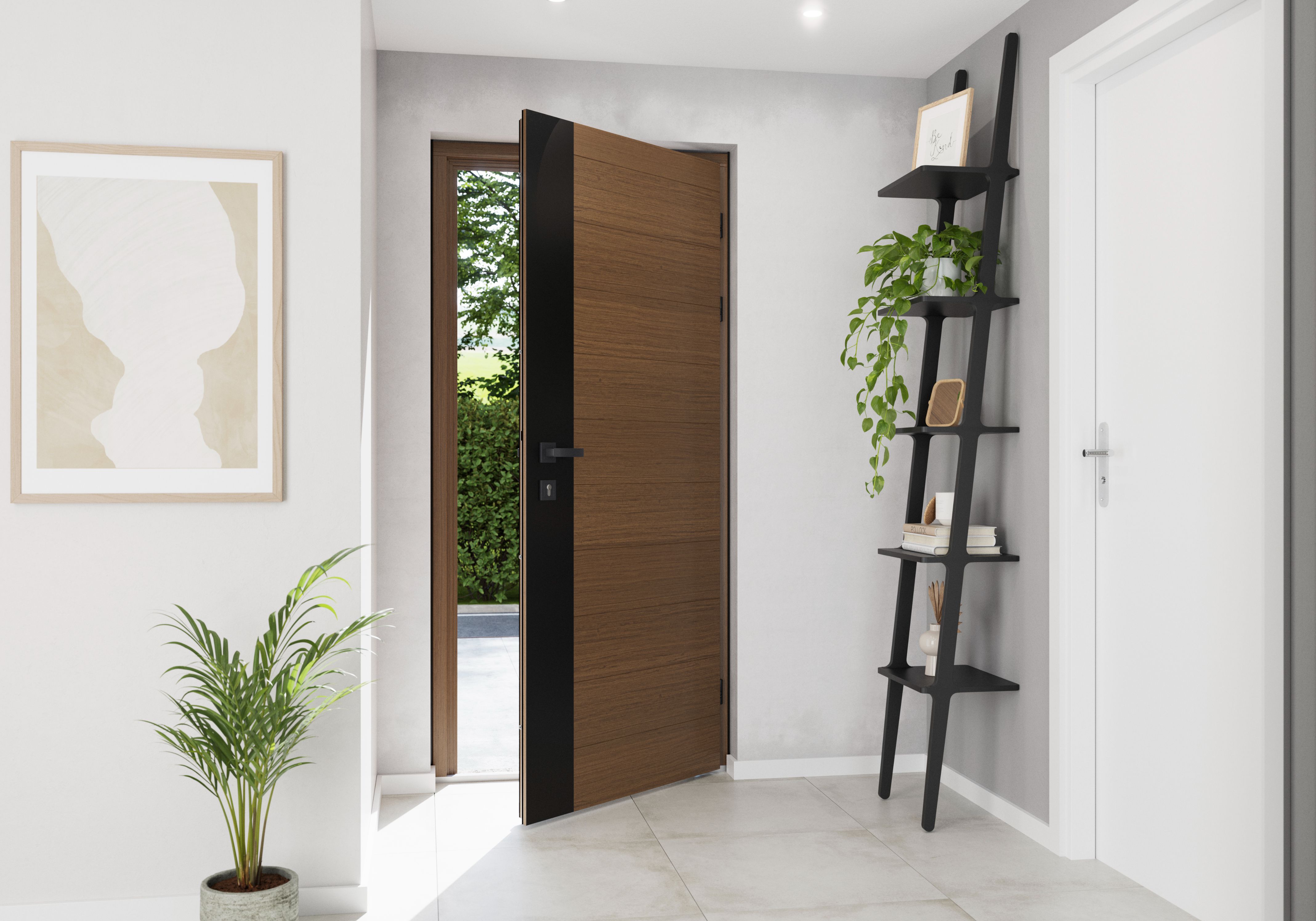 Usa exterior FORTIA Sassel, fara geam, stanga, lemn, 88 x 205 cm, stejar