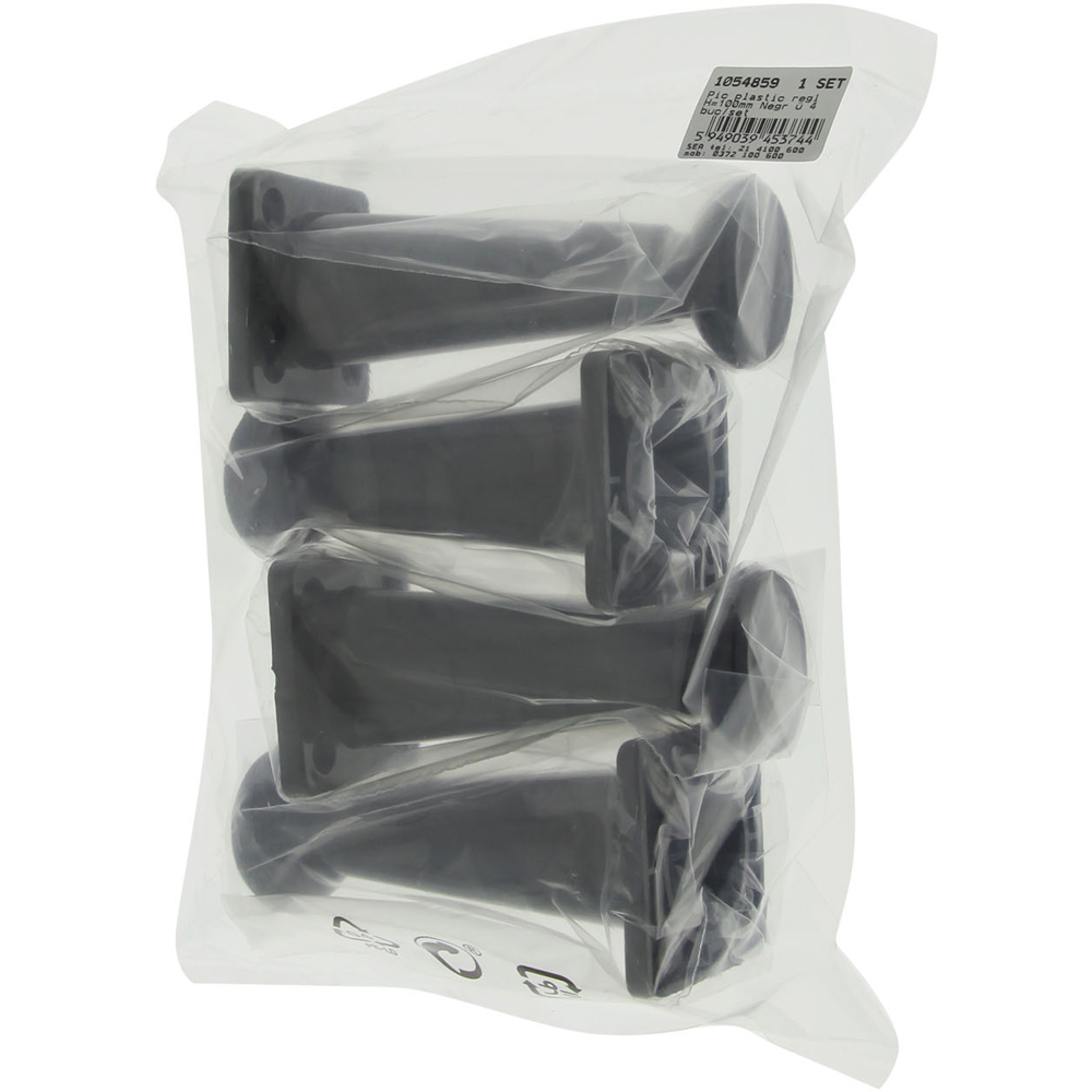 Set picior reglabil, plastic, 100 mm, negru, 4 bucati