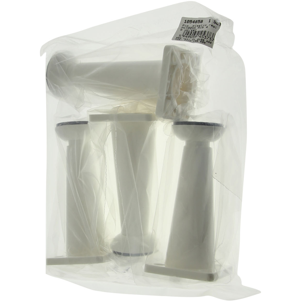 Set picior reglabil, plastic, 100 mm, alb, 4 bucati