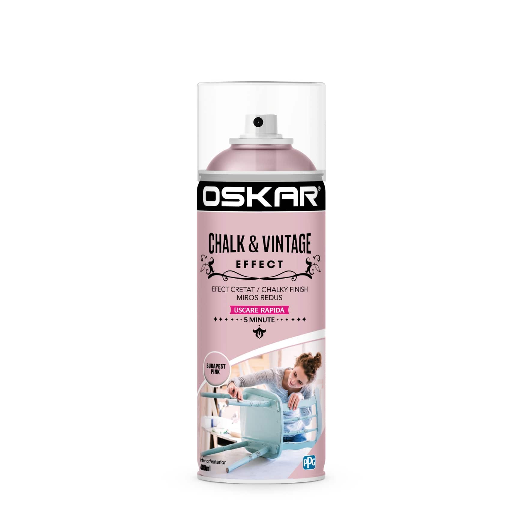 Vopsea spray, roz, 400 ML  Oskar Chalk Vintage