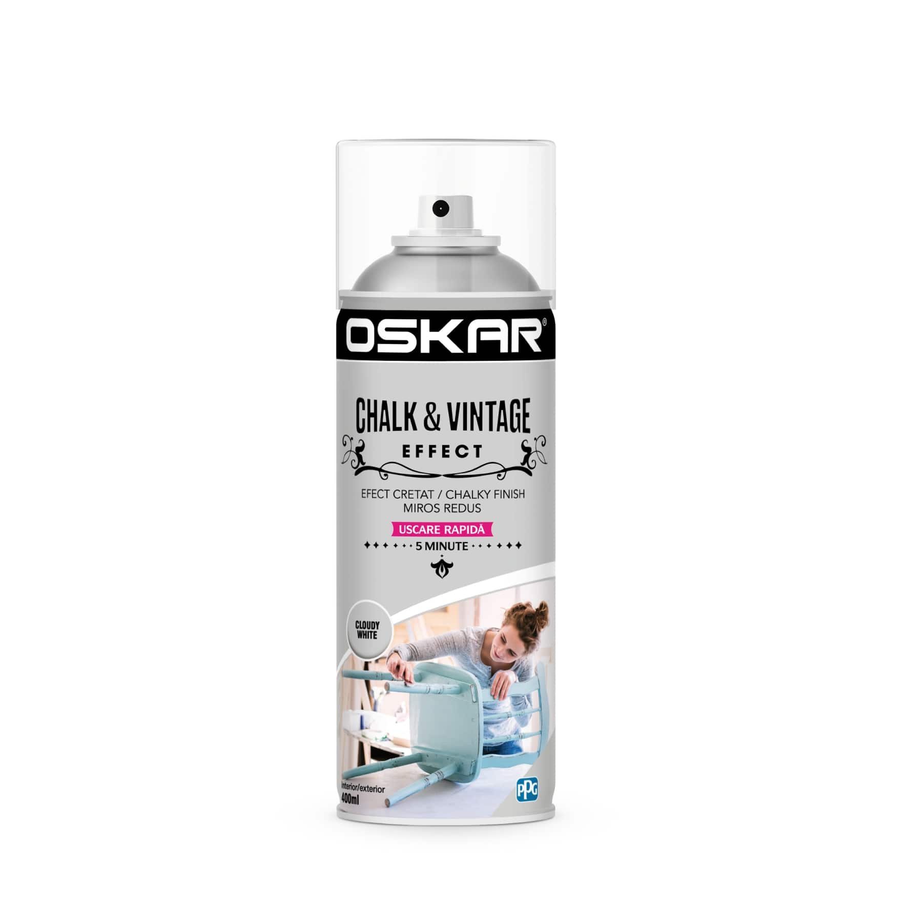 Vopsea spray, alb, 400 ML  Oskar Chalk Vintage