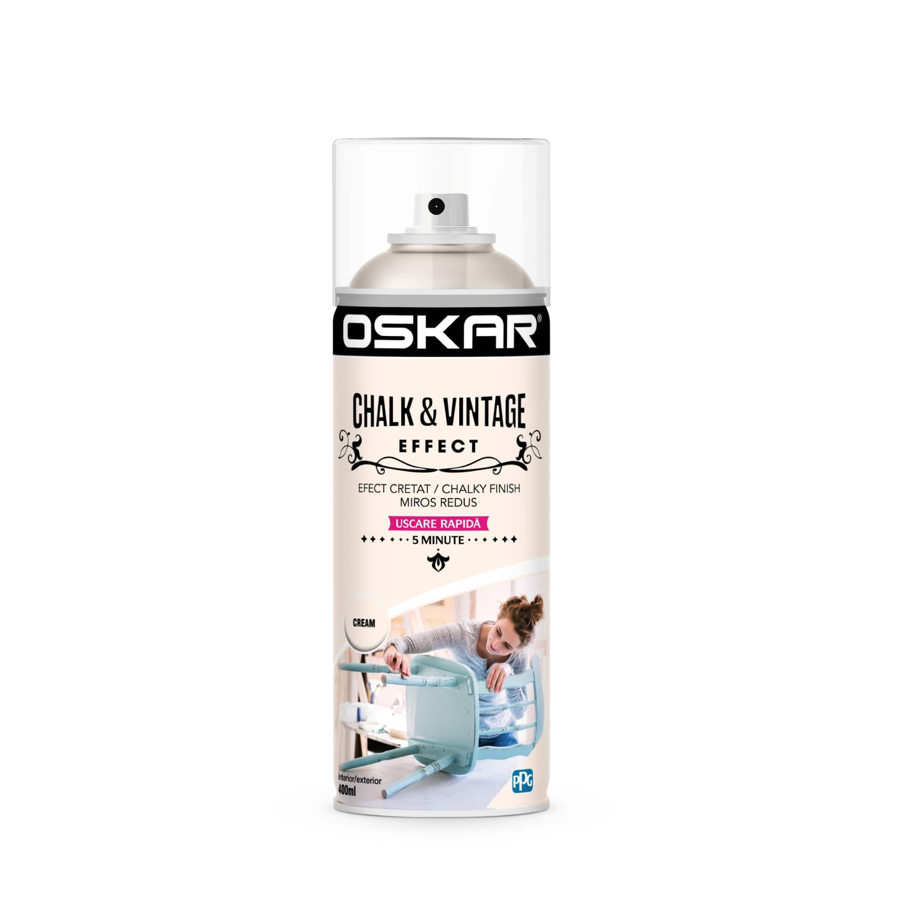 Vopsea spray, crem, 400 ML  Oskar Chalk Vintage