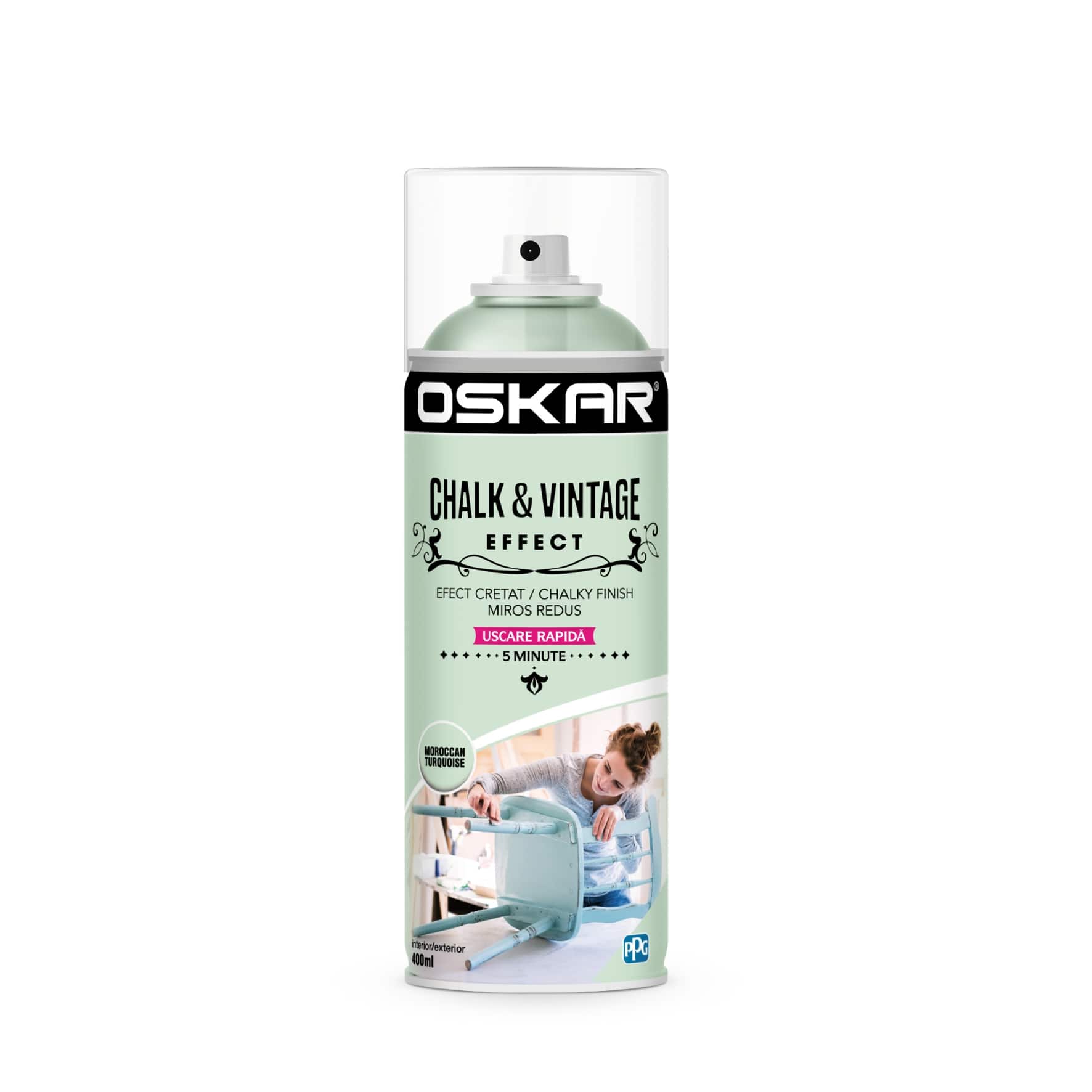 Vopsea spray, turcoaz, 400 ML  Oskar Chalk Vintage