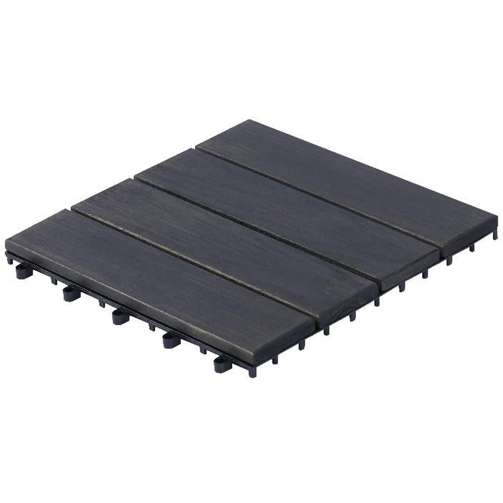 Set placi pentru pardoseala/dusumea Decking Floro Acacia KLIKSTROM, lemn, 30 x 30 x 2.4 cm, gri inchis, 4 buc