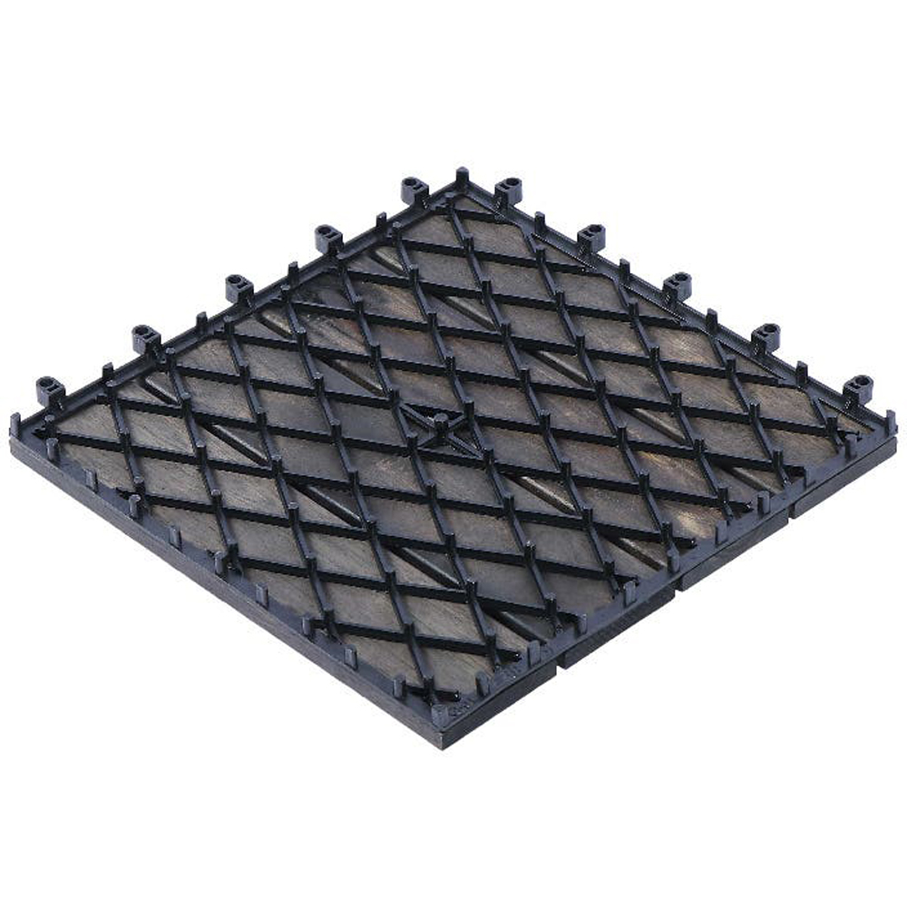 Set placi pentru pardoseala/dusumea Decking Floro Acacia KLIKSTROM, lemn, 30 x 30 x 2.4 cm, gri inchis, 4 buc