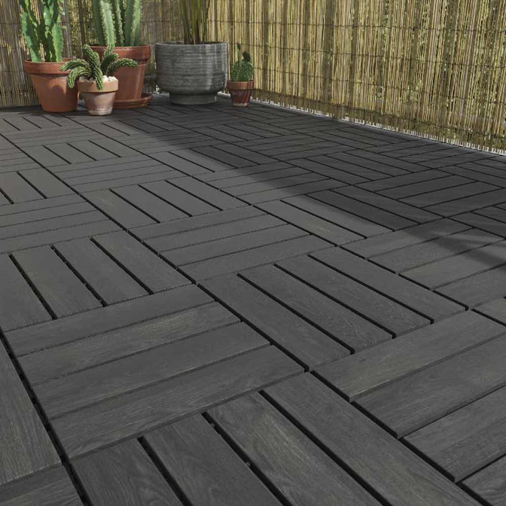 Set placi pentru pardoseala/dusumea Decking Floro Acacia KLIKSTROM, lemn, 30 x 30 x 2.4 cm, gri inchis, 4 buc