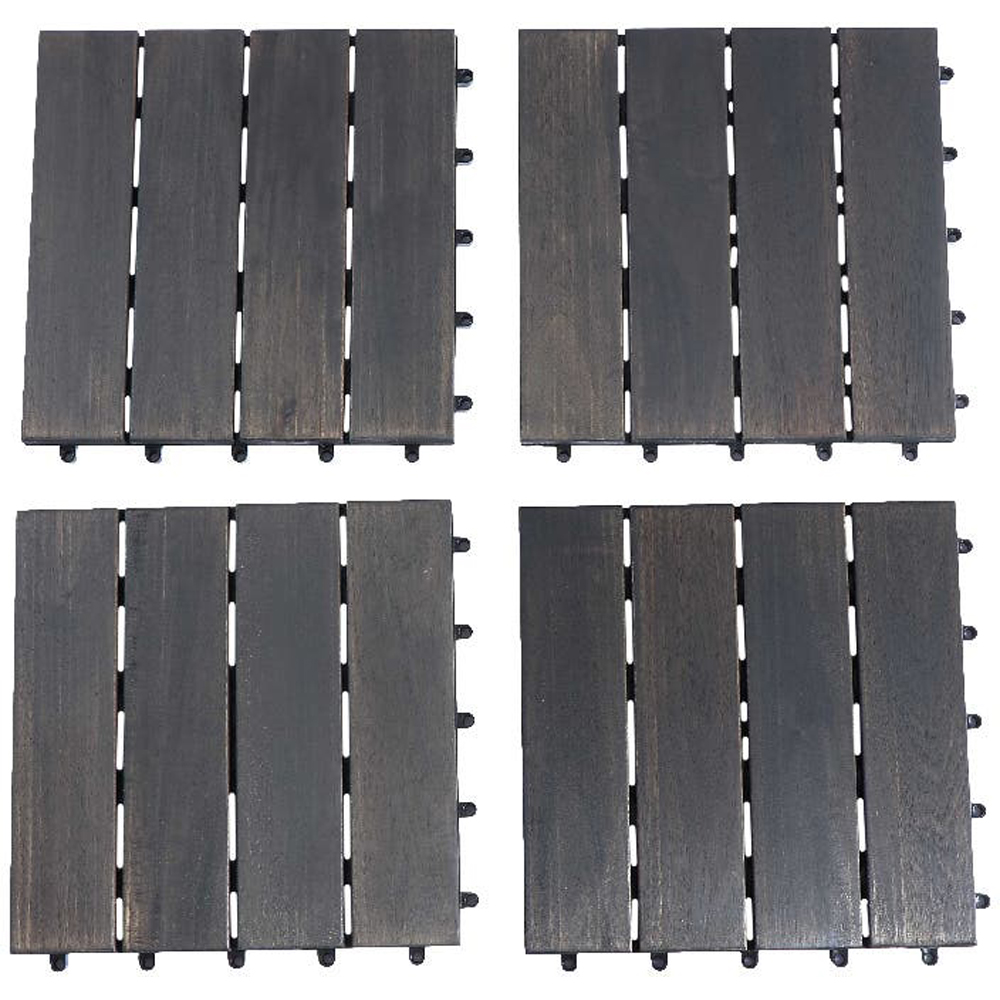 Set placi pentru pardoseala/dusumea Decking Floro Acacia KLIKSTROM, lemn, 30 x 30 x 2.4 cm, gri inchis, 4 buc