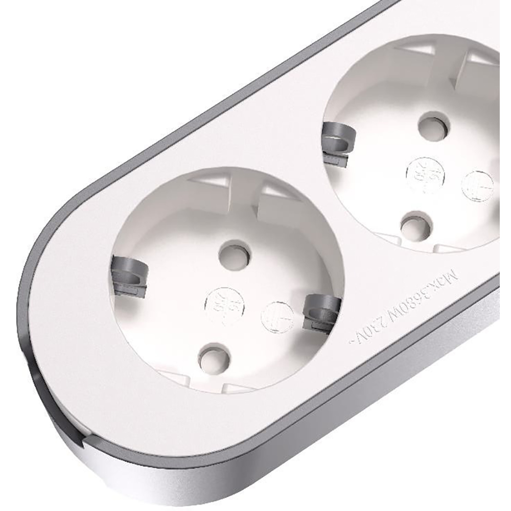 Prelungitor JACOBSEN, 3 prize Schuko, 1.5 m, 1.5 mm, alb/gri