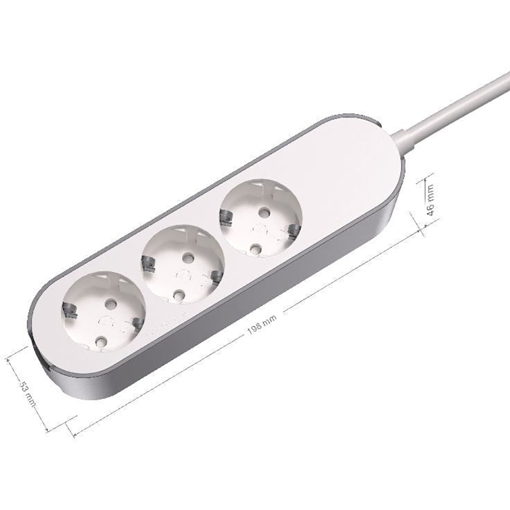 Prelungitor JACOBSEN, 3 prize Schuko, 1.5 m, 1.5 mm, alb/gri
