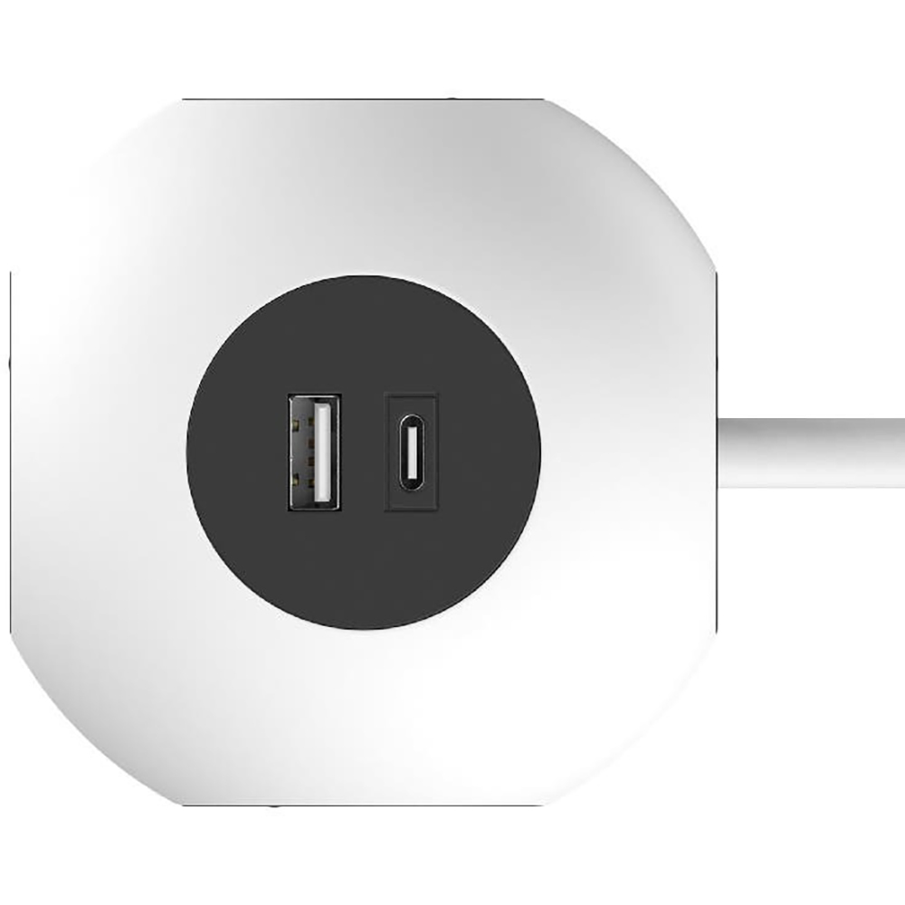 Bloc JACOBSEN Power Cube, 4 prize Schuko, 3 m, 1.5 mm, 2 porturi USB, alb